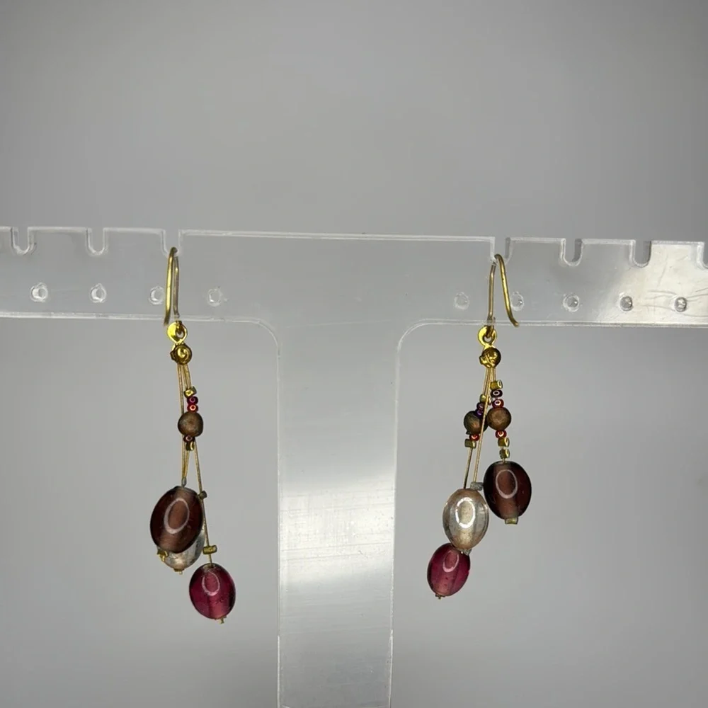 Elegant Gold and Brown Dangle Earrings